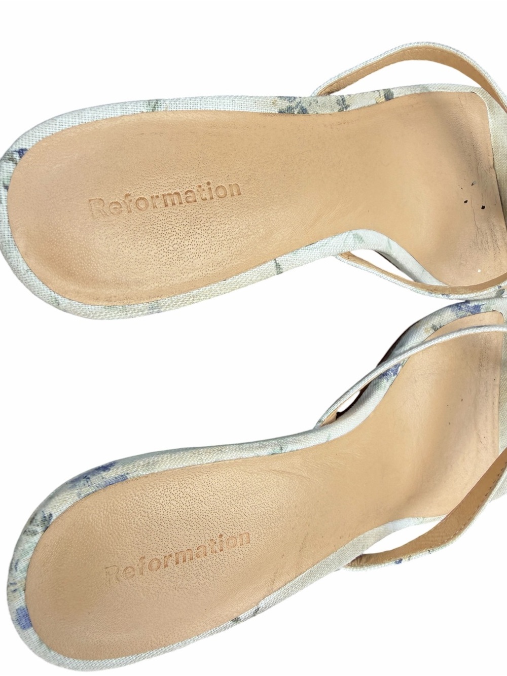 Reformation White Floral Square-Toe Kitten Heel Mules - Picture 7 of 8
